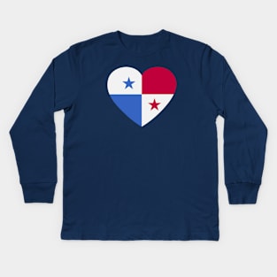 I Love Panama // Heart-Shaped Panamanian Flag Kids Long Sleeve T-Shirt